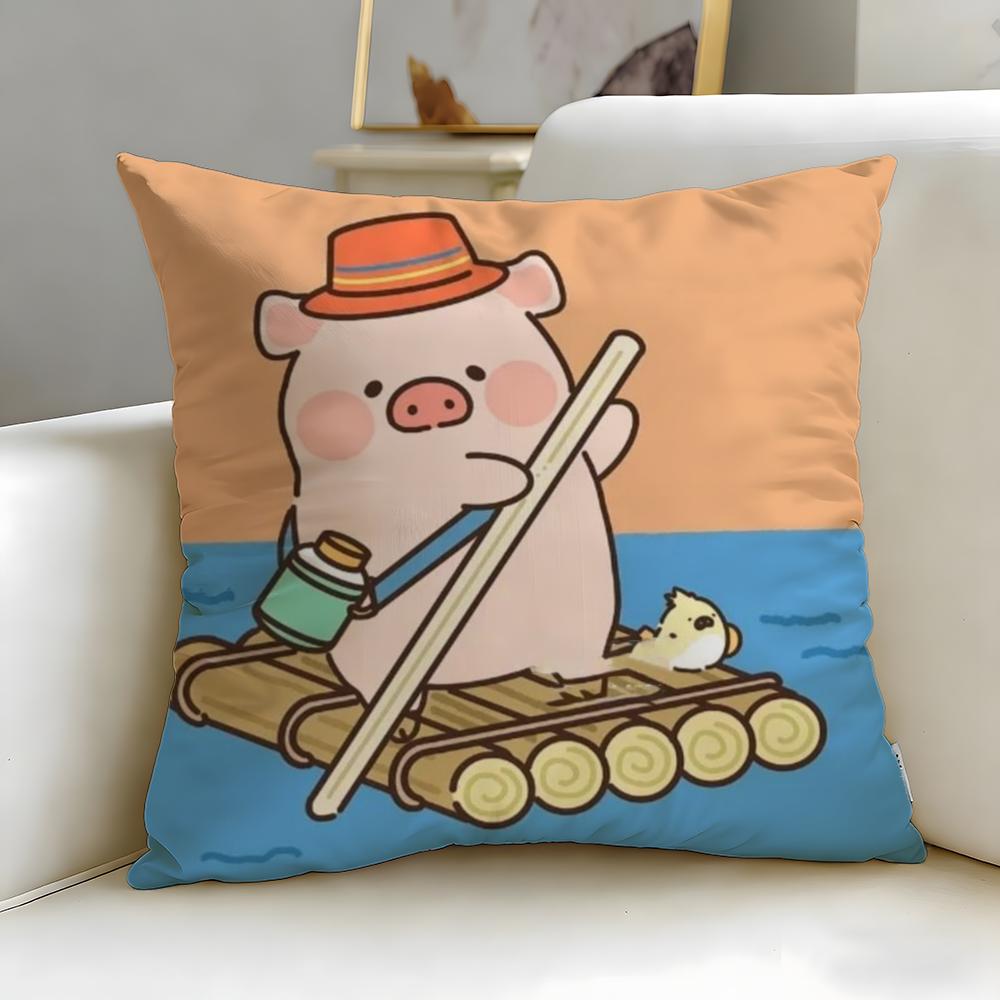 popular cartoon character pig pink Lulu Cushion Cover Soft & Easy-Wash Pillow Case – Versatile for Couch, Bed, Travel and Office