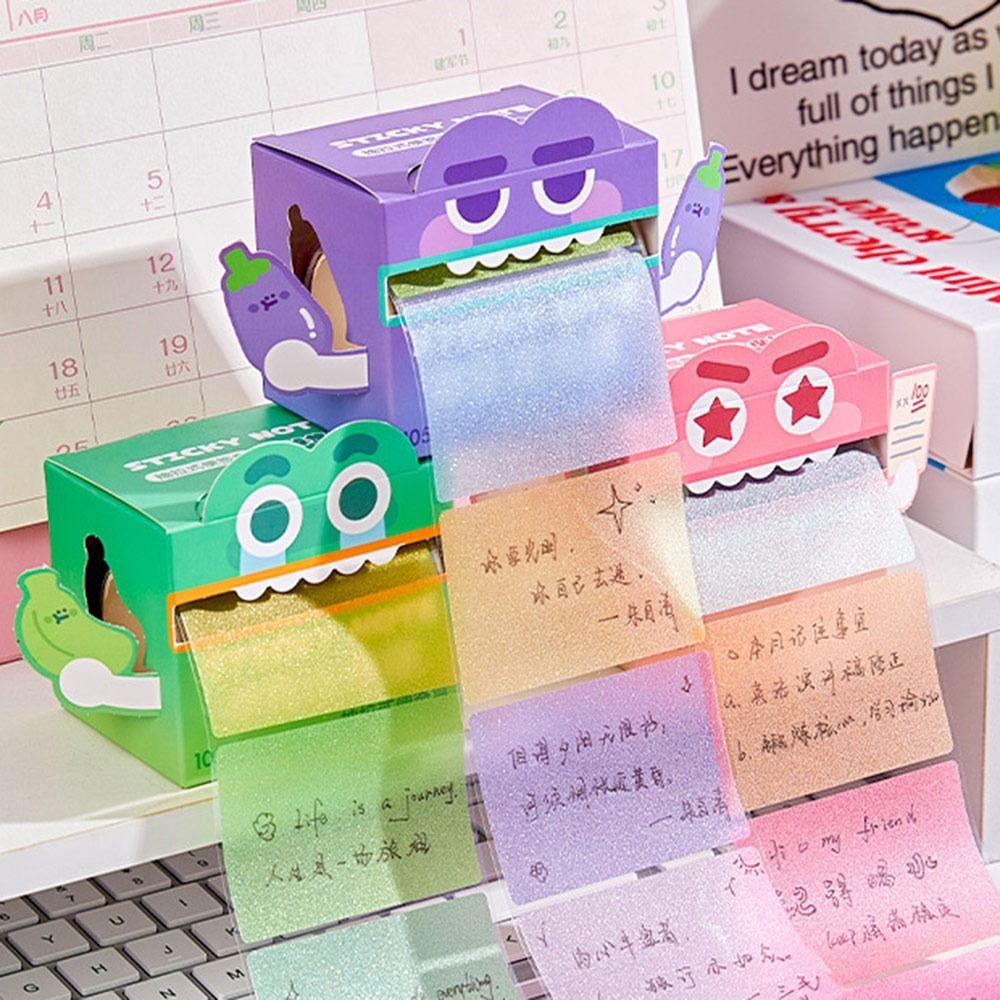 Cartoon Memo Pad Paper Pull Out Design Dopamine Planner Schedule Stickers Self-Adhesive Pearlescent Transparent