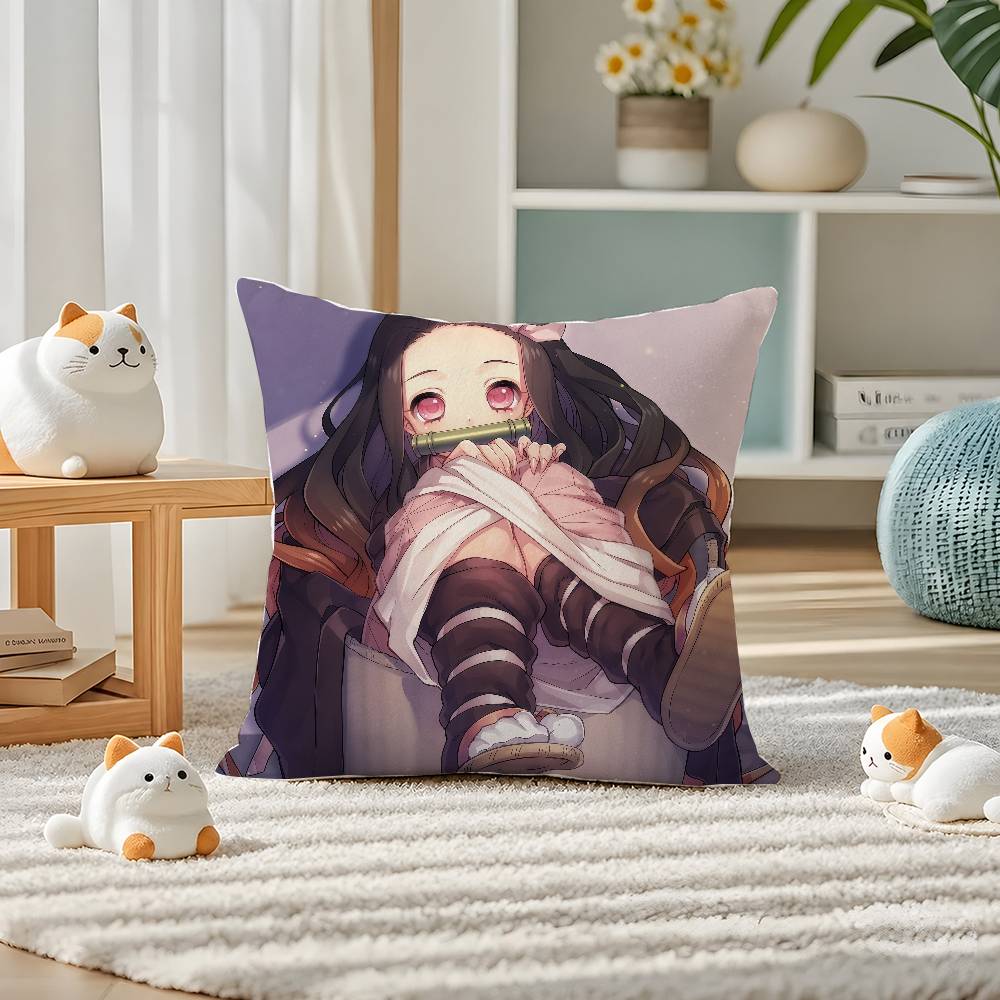 Demon Slayer Rui Spider Demon Anime Plush Pillow Cover Soft Short Plush Cushion Cover For Sofa Bedroom Home Decor Gift