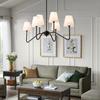 European-style New Retro LED Chandelier Fabric Lampshade Indoor Home Living Room Dining Room Decorative Lighting