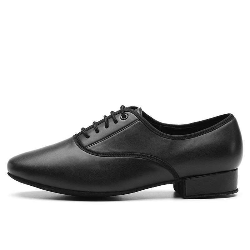 Pantofi de Dans Modern pentru Bărbați din Piele Neagră cu Toc Mic Samba Salsa Tango Latin Pantofi de Dans de Societate 2.5CM Toc de Interior