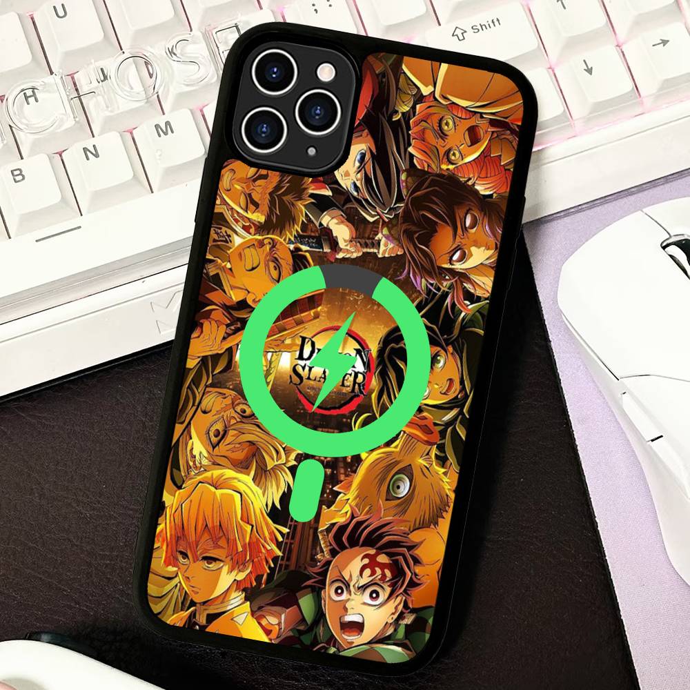 Demon Slayer Cartoon Phone Case Magnetic Case For IPhone 16 14 13 12 11 15 Pro Max Plus For Magsafe Wireless Charge Cover