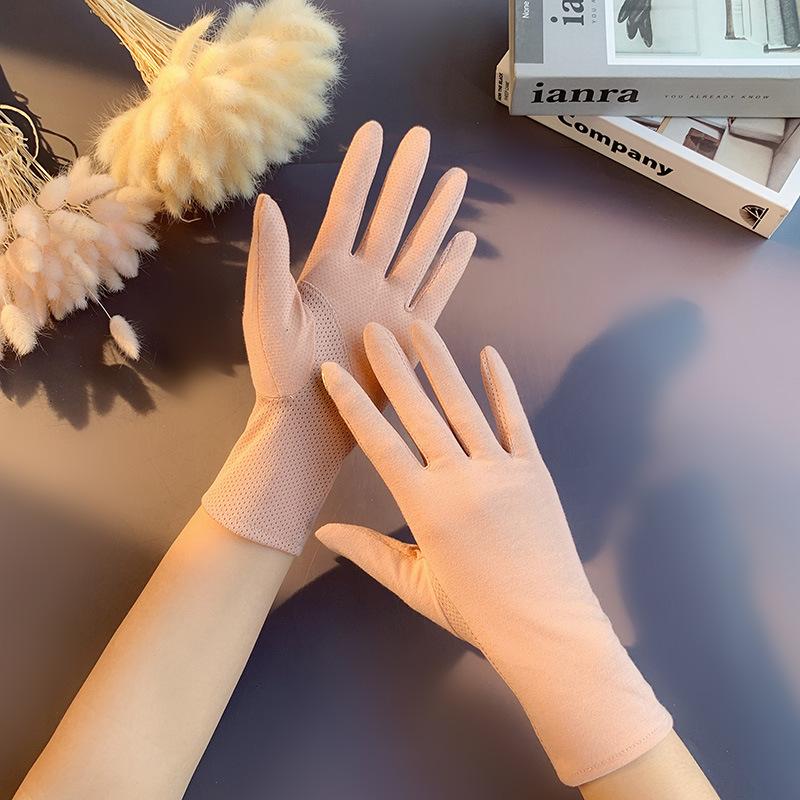 Women’s Cotton UV Protection Gloves, Breathable Summer Gloves, Anti-Slip Gloves for Cycling Driving Outdoor Travel Dance Parade