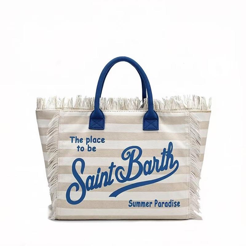 Straw Mat Beach Bag Fringed Handbag Canvas Denim Tote Bag Travel Versatile Large-capacity Handbag