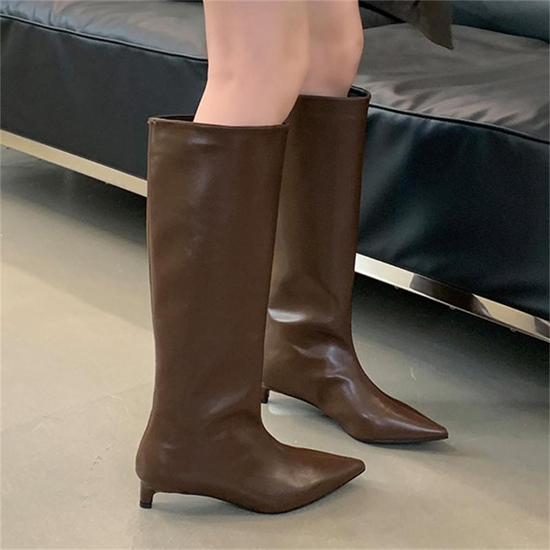 Aneikeh Podzim Zima Sexy Ženy Kozačky nad kolena Street Styl Špičatá špička Tenké Nízké podpatky Běžné Party Boty Dlouhé Botas Mujer