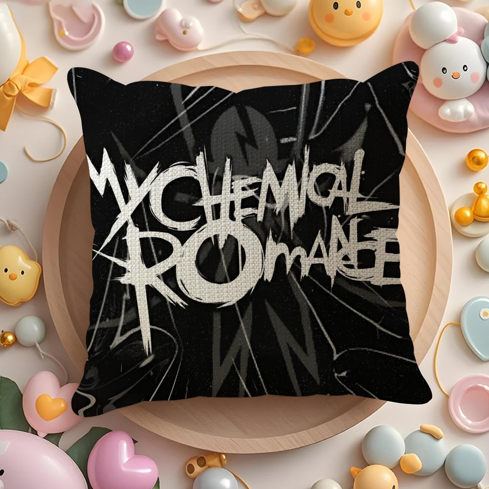 Hot Rock My Chemical Romance Band Cushion Cover Linen Fabric Double-Sided Printing Breathable Pillow Case Sofa Home Decor