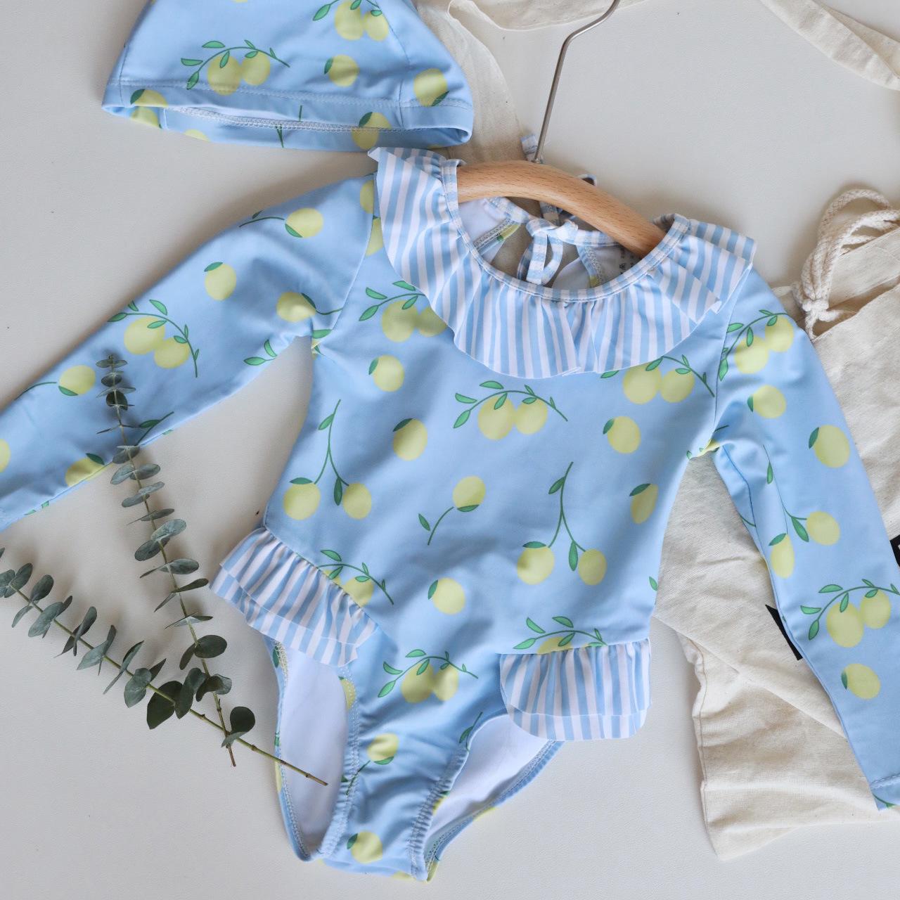 

2025 Купальник с длинным рукавом для девочек с защитой от УФ-лучей и бантом 110