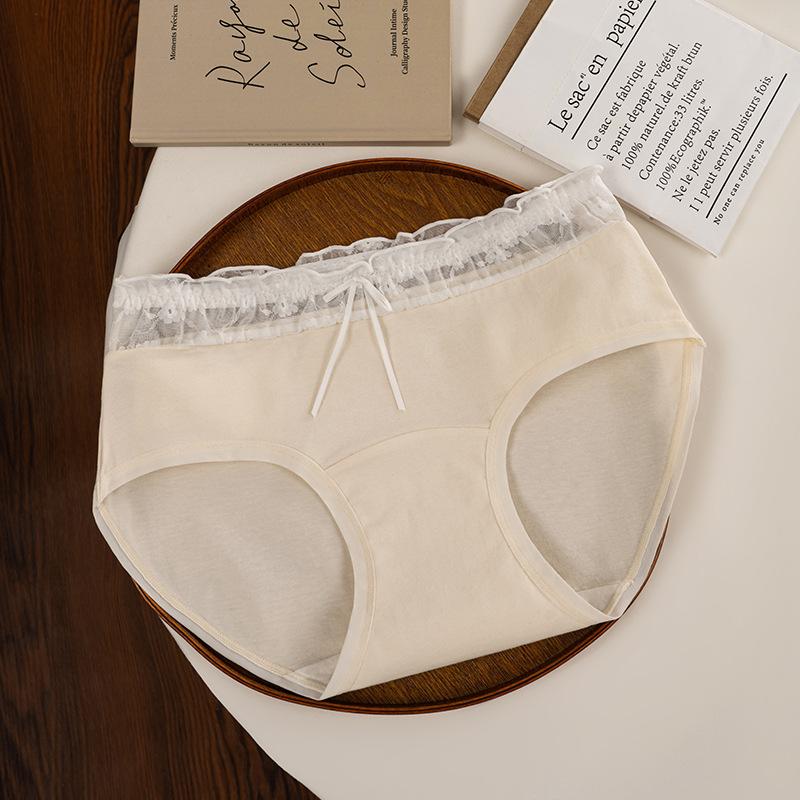 Ladies' Spring and Autumn New Pure Cotton Sexy Lace 10a Antibacterial Crotch Non Buttocks Underwear