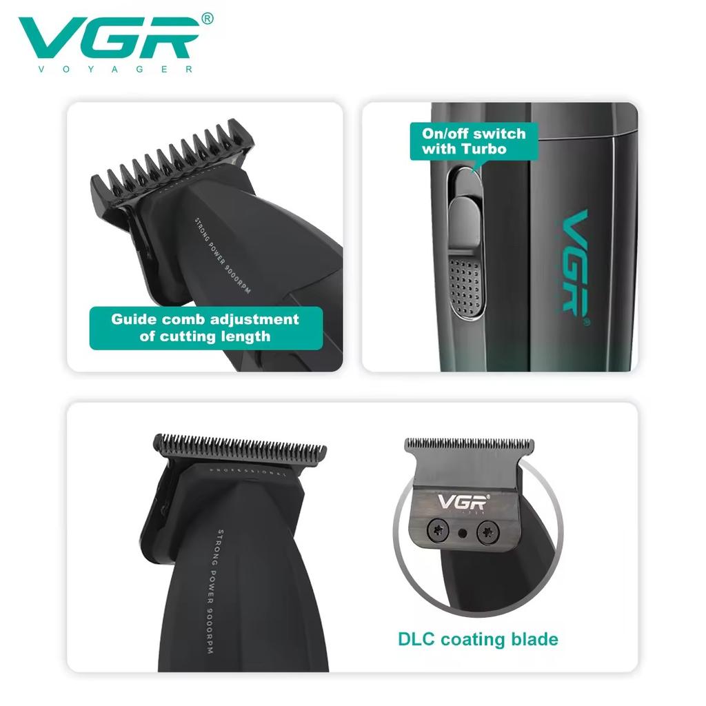 Recortadora de Pelo Original VGR 906 Cortapelos Profesional para Barba 9000 RPM Corte de Pelo Barbera Recortadora de Metal para Hombres Máquina Cortapelos Segura y Amigable con la Piel