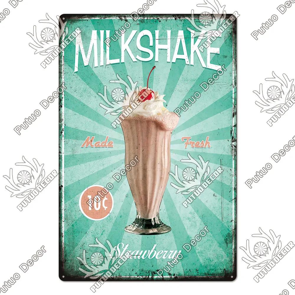 Summer Dessert Sign Vintage Tin Poster Metal Sign Metal Plate Retro Style Wall Decor Kitchen Cafe Home Decoration