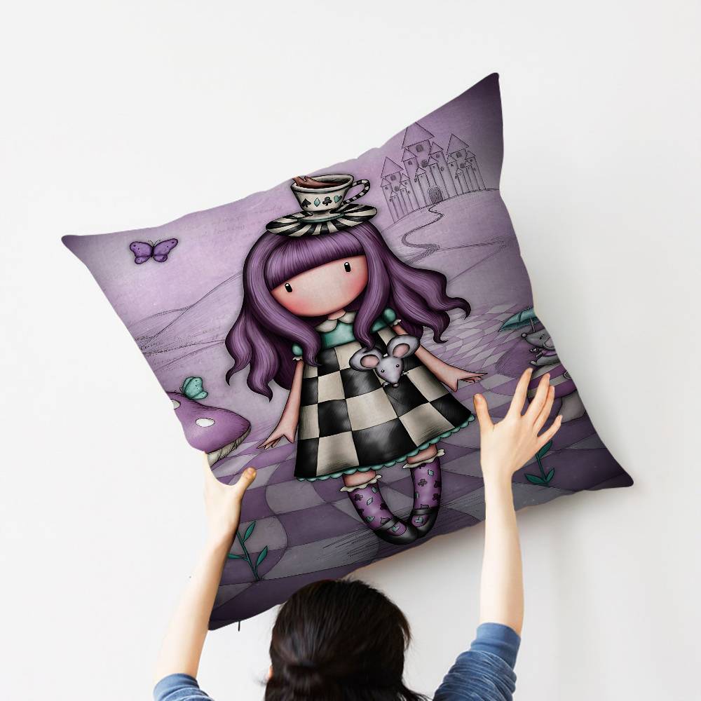 Cute Girls SSantoro Gorjuss Cushion Cover Car Throw Pillow Case For Sofa Car Christmas Gift 40x40cm 45x45cm