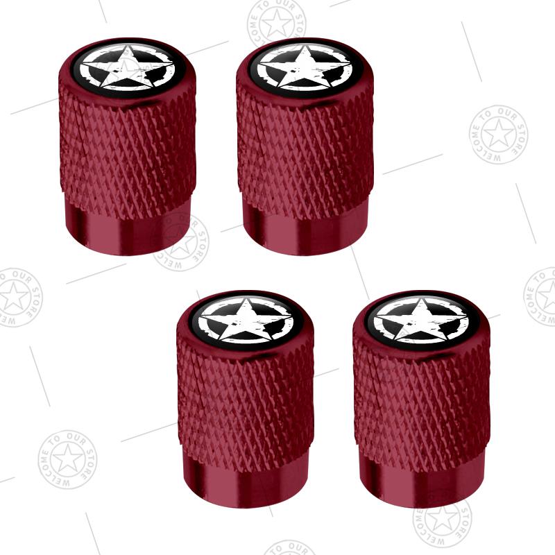 4pcs Five-Pointed Star Logo Car Wheel Tire Valve Caps Air Stem Aluminum Accessories For Jeep Wrangler Sahara Cherokee Ford F150 AMR1
