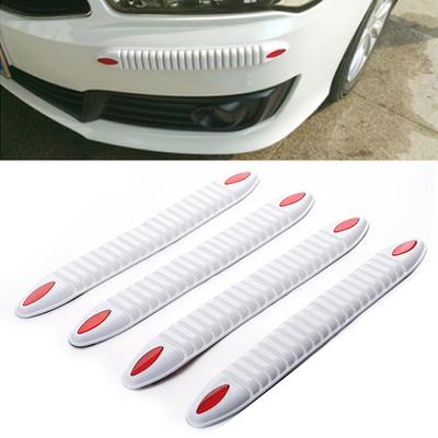 4PCS 41.5CM Car Protector Front Bumper Lip Splitter Silane Rear Bumper Protector Guard Scratch Sticker Rubber White