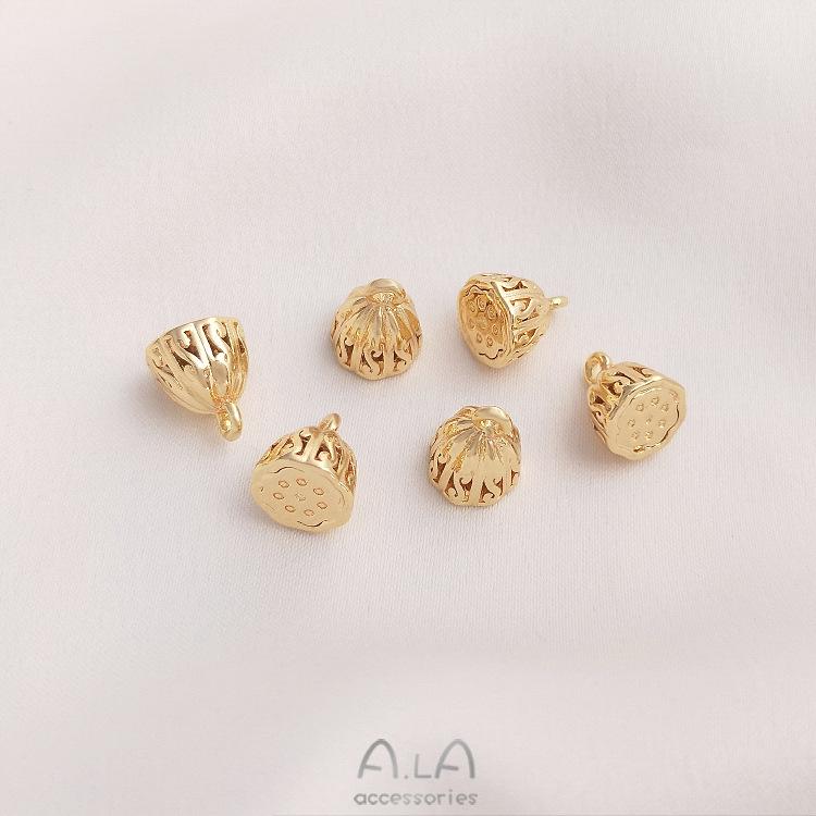 

Подвеска в виде стручка лотоса с наполнением из золота 14 карат: Сохраняющая цвет подвеска-капля для браслетов, мал, ожерелий, ювелирных изделий и аксессуаров, сделанных своими руками.