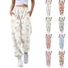 Women's Casual Printed Sweatpants with Drawstring Elastic Waist and Tapered Leg