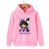 Fashion Children Hoodie, Cartoon Anime Girl And Pet With Sleeve Prints Decor Pattern Pullover Sweatshirt, Fall Winter Casual Sport Long Sleeve Top
