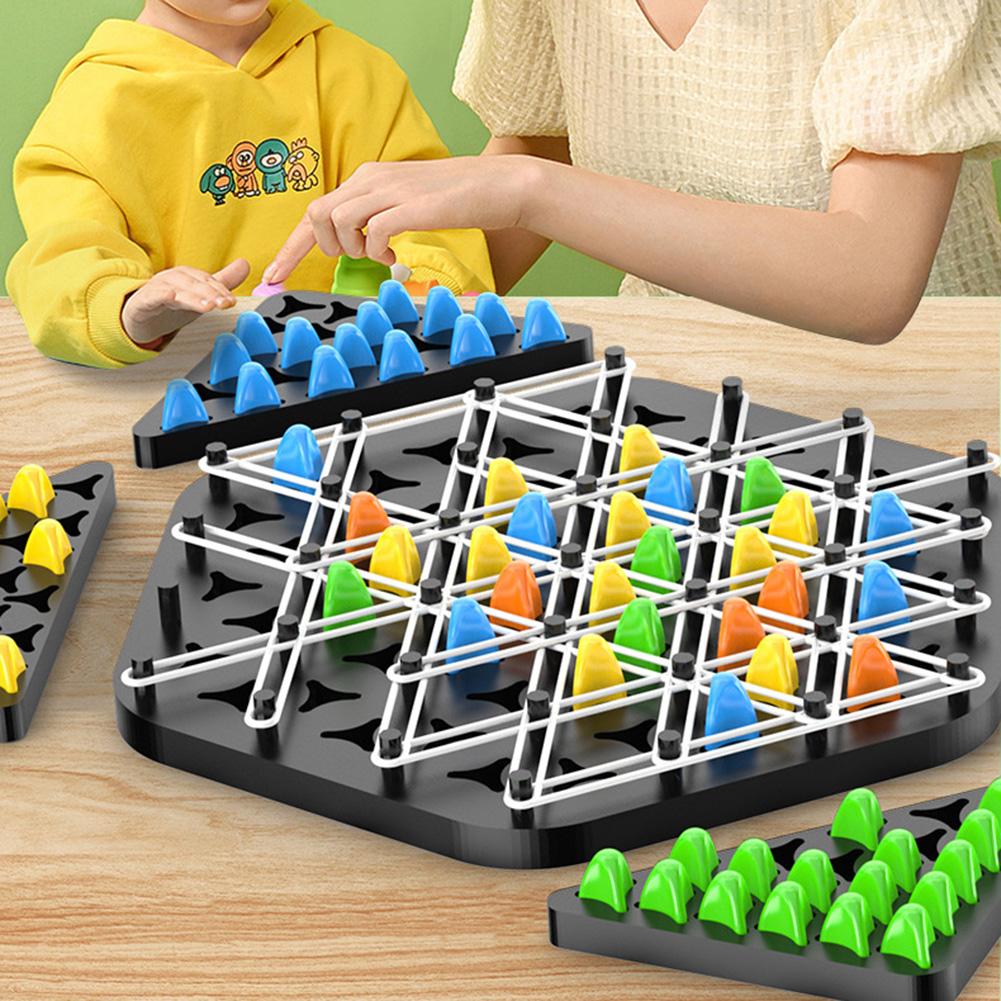 New Geometry Chain Chess Puzzle Triangle Chess Desktop Game Rubber Band Training Family Interaction Exercise Thinking Toys Gifts