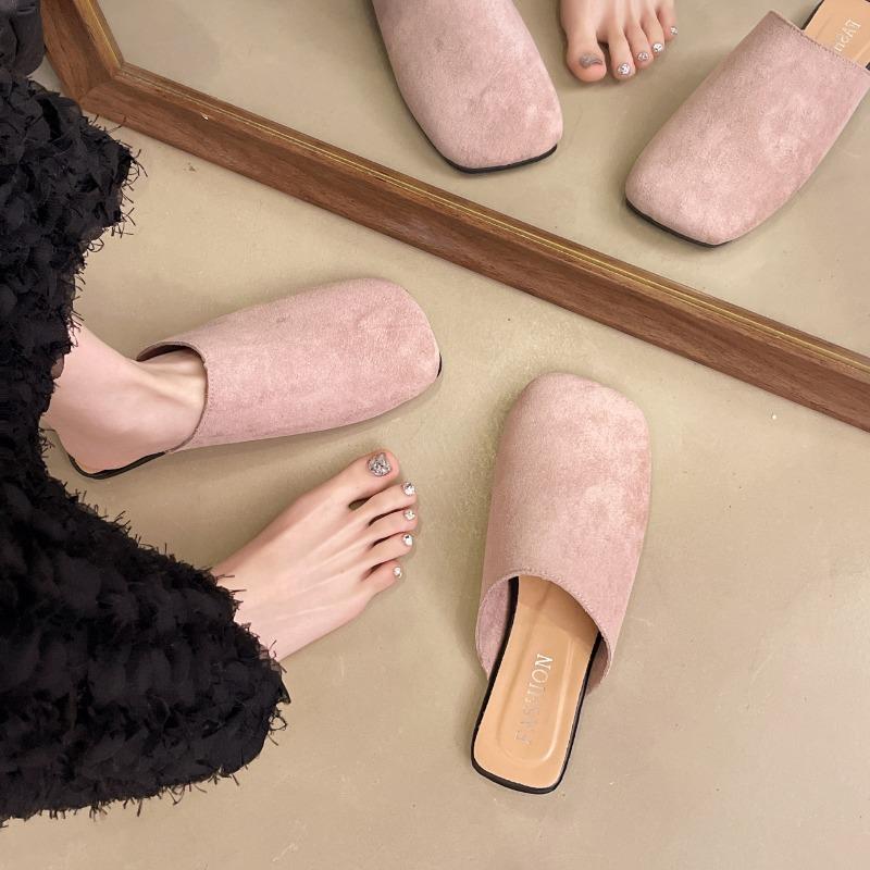 2025 Spring and Summer New Fashion Simple Korean Version of Baotou Half Slippers Women Wear A Lazy Slip-on Flat Muller Slippers