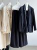 Women's Autumn Cotton Linen Blazer Suit Set with Pants