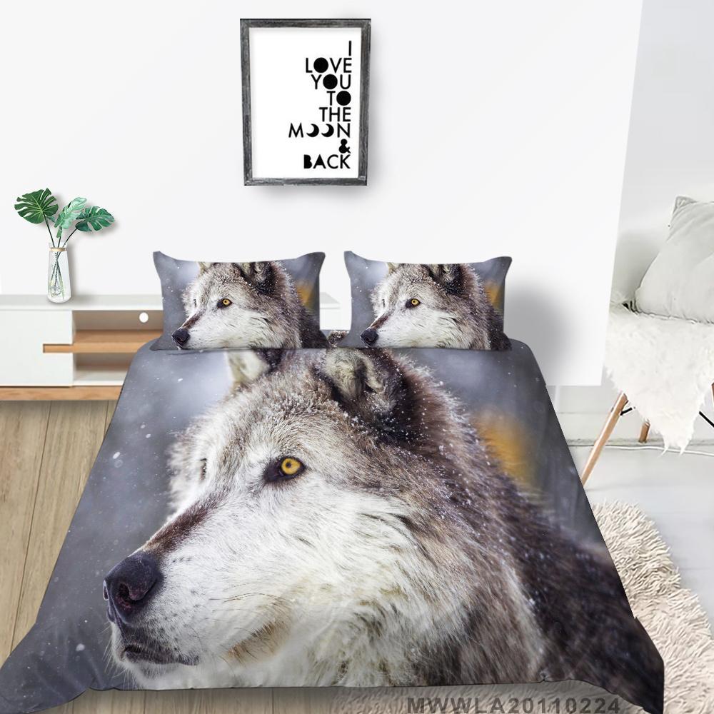 2023 New Style Duvet Cover Set Wolf Pattern Beding Cover Suitsn Polyester Quilt Cover Single Size Bed Set Teens Newly Fashion Bedding Suit