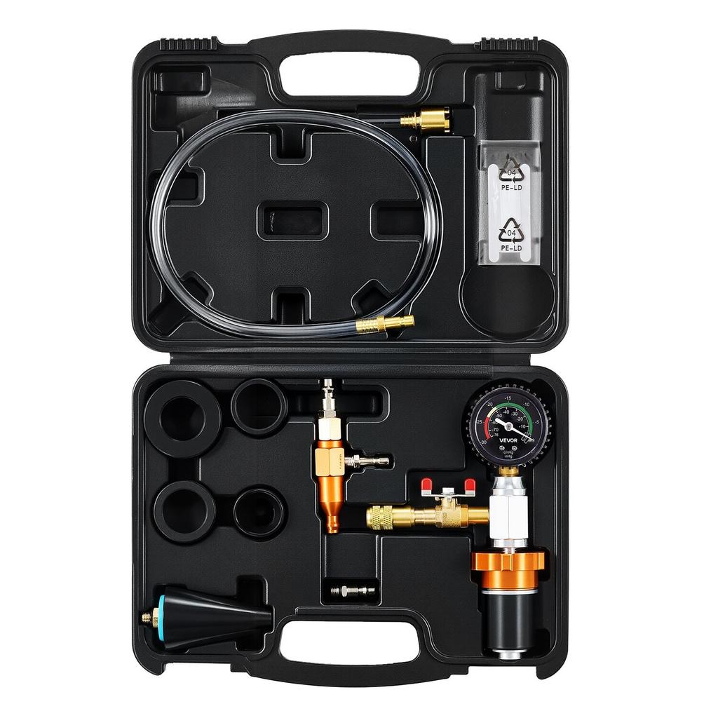 Radiator Vacuum Refill Kit, Automotives Cooling System Vacuum & Purge Fill Tool with Gauge, Portable Radiator Coolant Filling Kit with Toolbox,