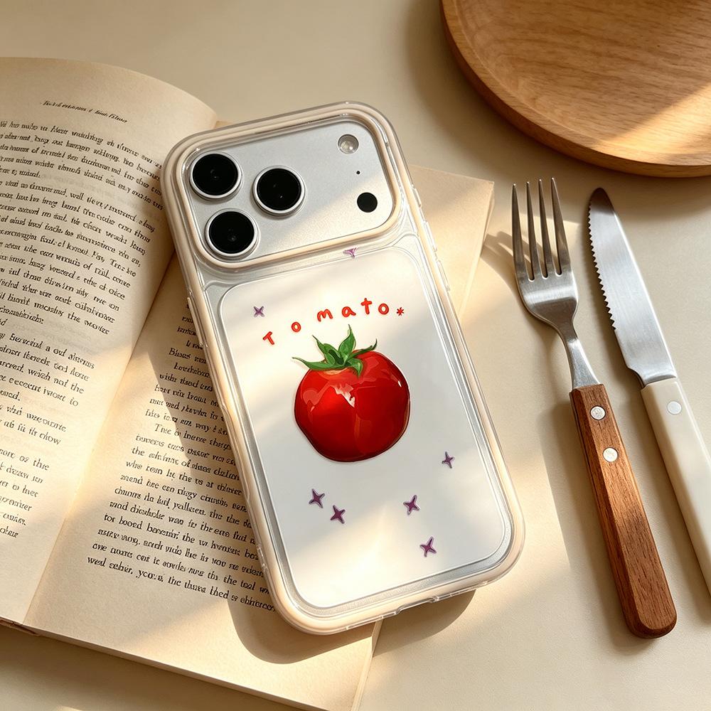 Tomatoes are suitable for anti-drop contrasting colors Apple 17/16 Pro mobile phone case Spring OPPO Xiaomi creative iPhone15
