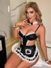 Sexy European & American Backless Maid Lingerie Set