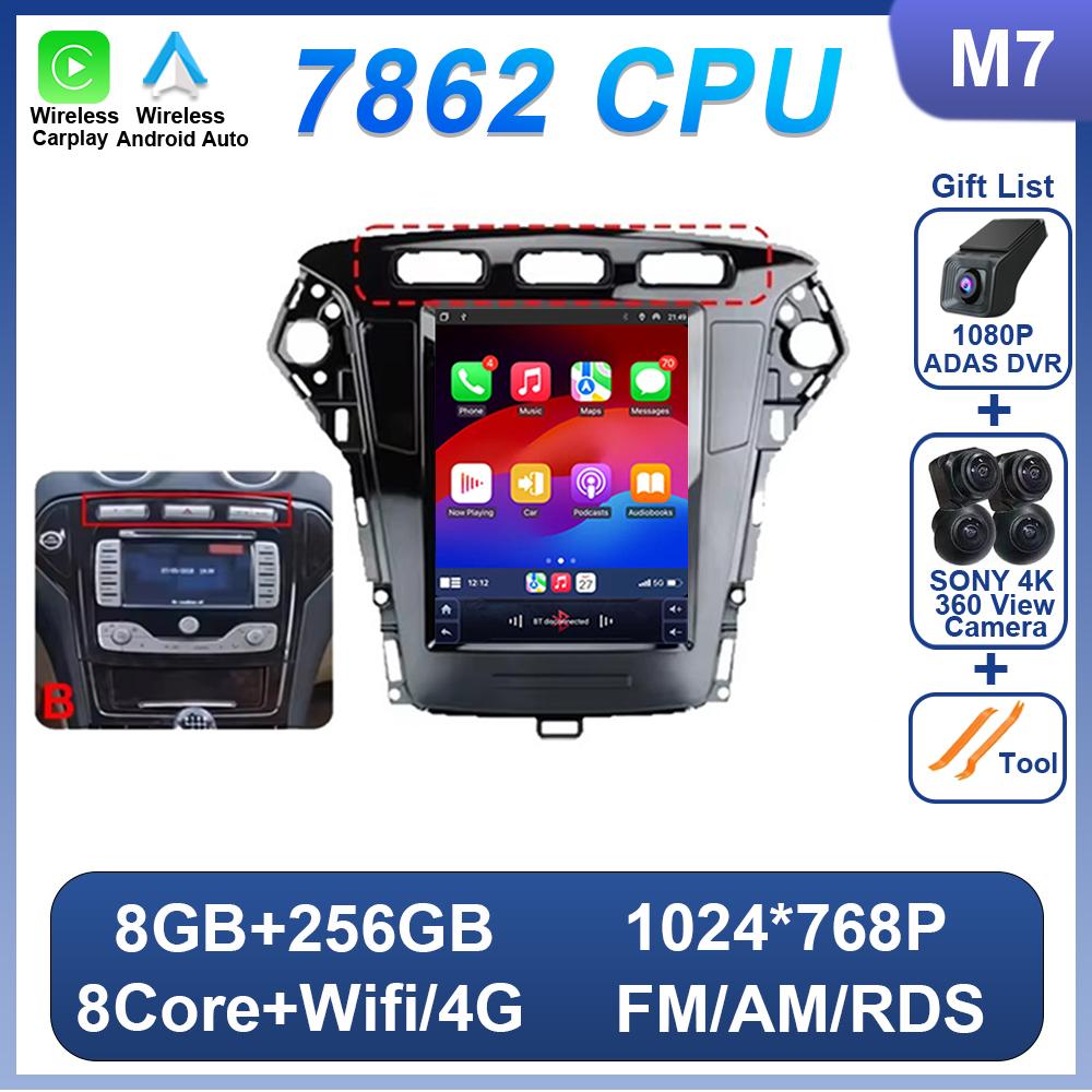 9.7 Inch Android 14 For Ford Mondeo MK4 2011-2013 For Tesla Style Car Radio Video Player No 2 Din Bluetooth 8 Core GPS Carplay