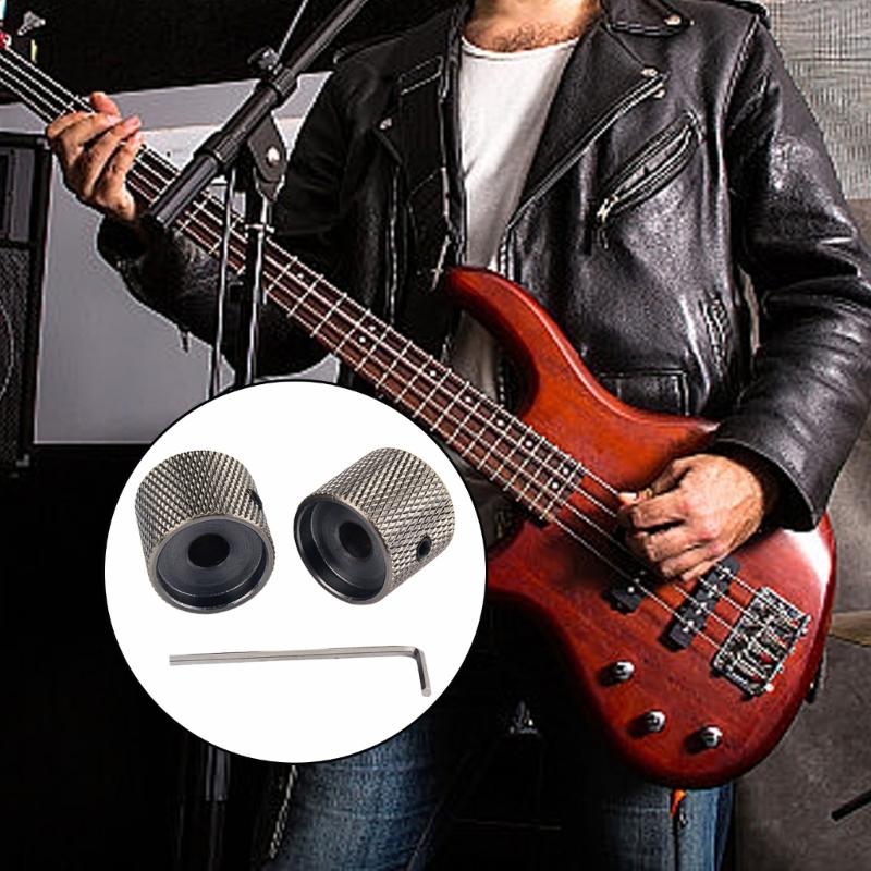 2Pcs Metal Guitar Tone Volumes Knob Replacement Potentiometer Control Knobs Electric Guitar Bass Dome Knobs with Hole