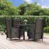Vidaxl 5-Cz. Garden Furniture Set With Cushions, Black, Poly Rattan