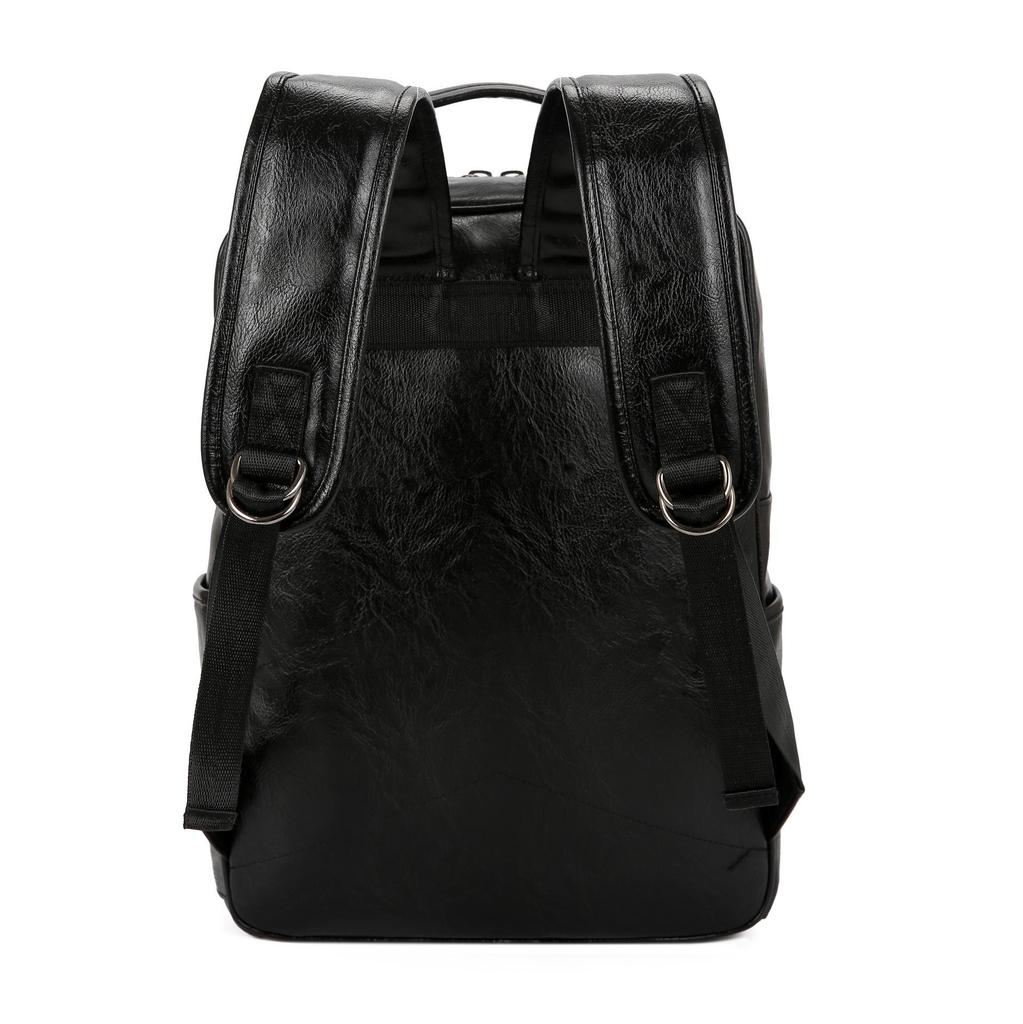 Men's Large Capacity Waterproof PU Backpack - Business Casual, Trendy, Wear-Resistant, Perfect for Students and Commuting.