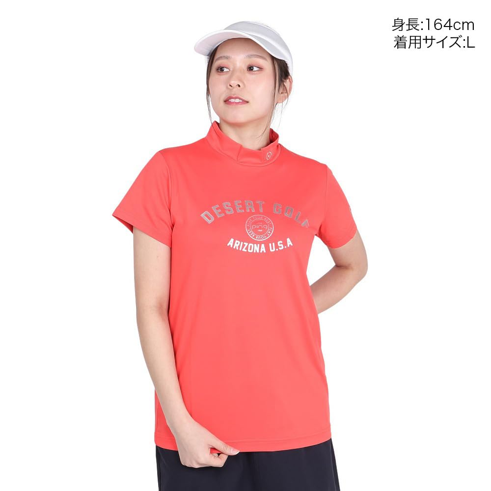 [Pin Apparel] Women's short-sleeved high-neck shirt (brand logo)  Golf innerwear  622-5167100 090Pink M