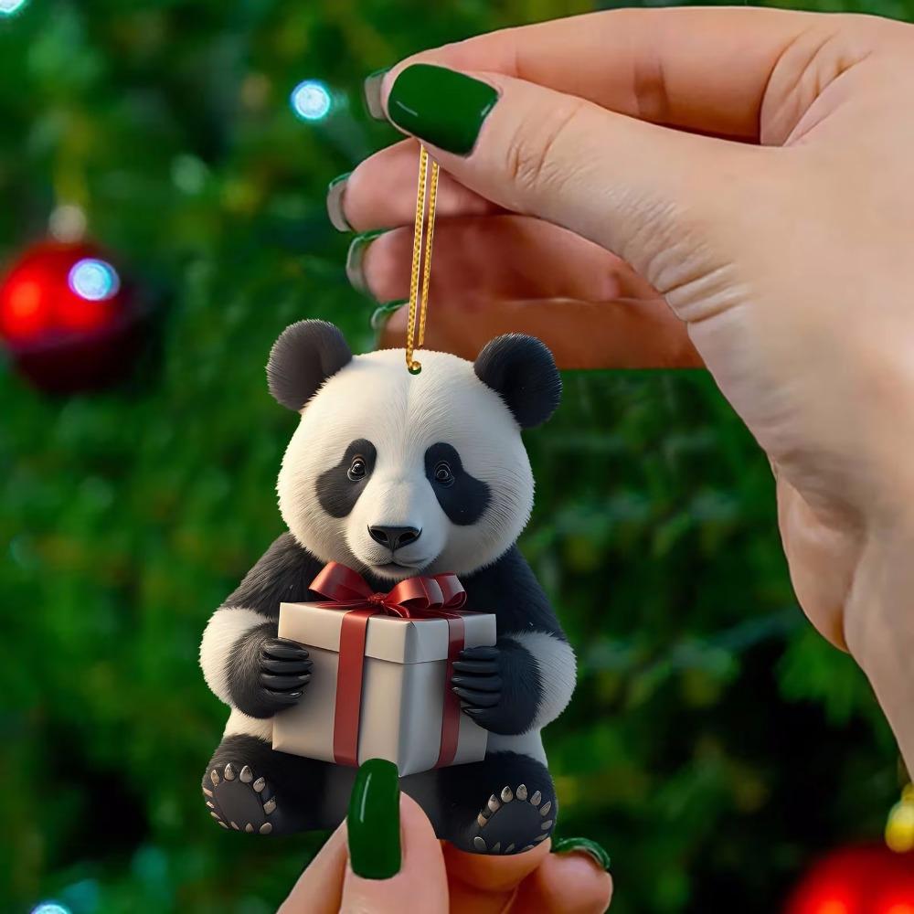 Cute Car Panda Pendants Cartoon Xmas Hanging Ornament Fashion Christmas Panda Ornament  New Years