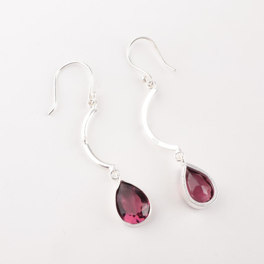Rhodolite Gemstone 925 Solid Silver Jewelry Handmade Dangle/Drop Earrings 2.60" EE-43-39