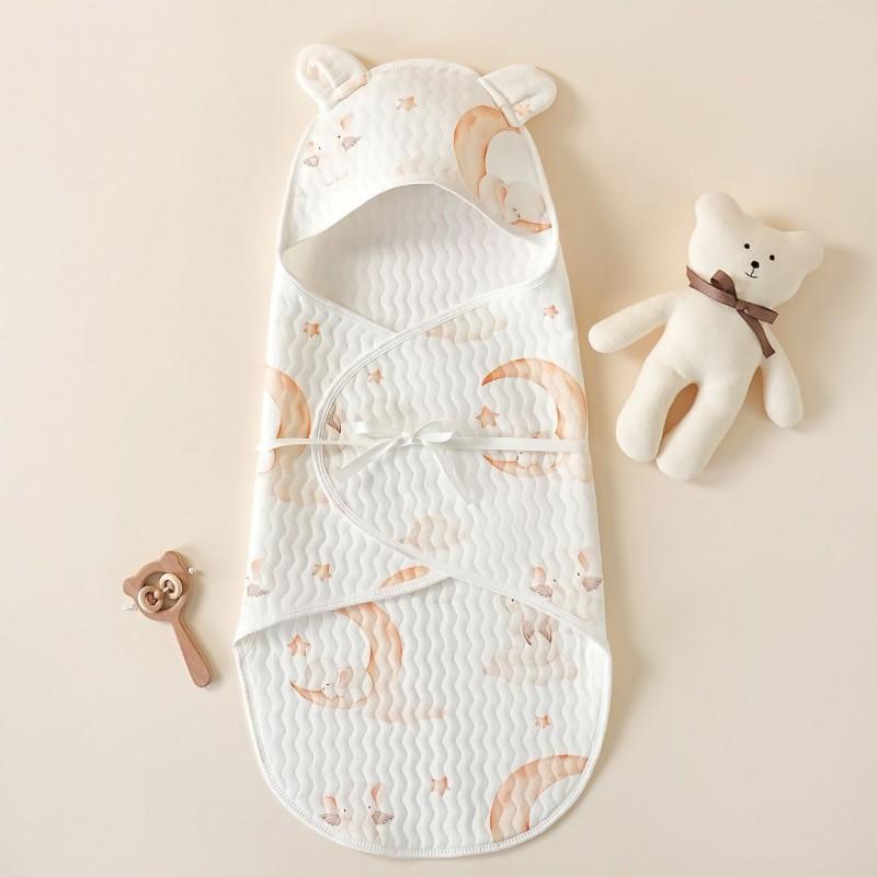 Newborn Cotton-Like Swaddle Blanket Fall Winter Sleep Anti-Startle Wrap 75x85cm Soft Baby Cocoon Sleeping Bag