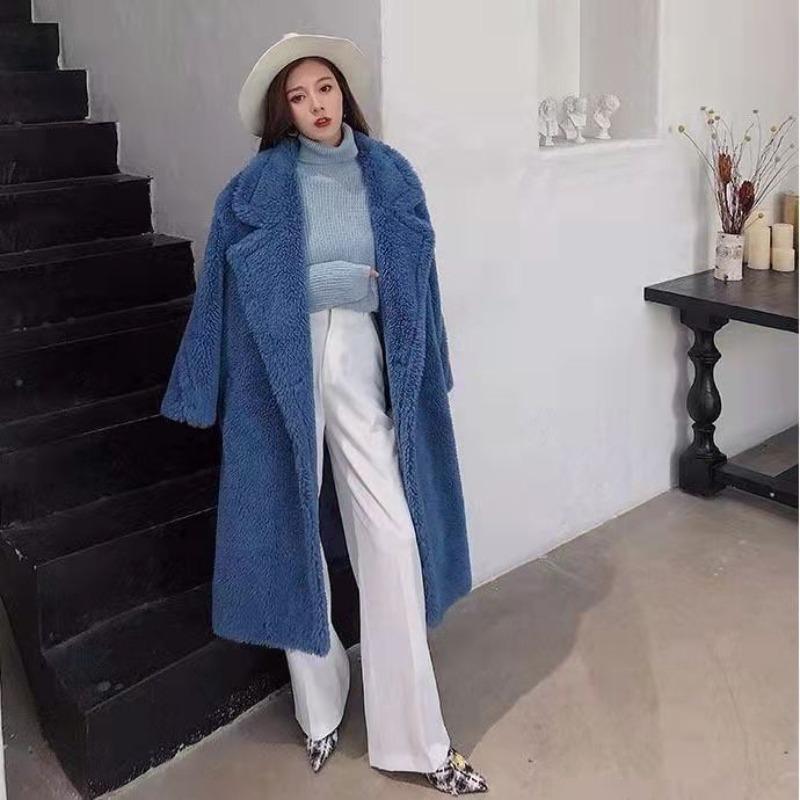 

Large size new imitation lamb wool cotton coat winter loose long coat 3XL under 90kg