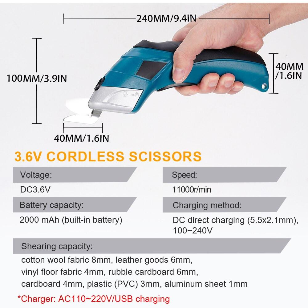 3.6V USB Multifunctional Electric Scissors Portable Fabric Cutting Machine Rechargeable Leather Cutting Power Tool