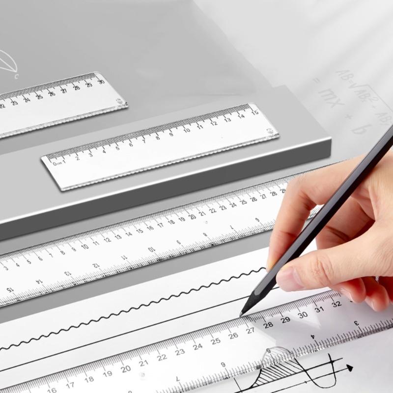 3Piece Set Transparent Rulers Friendly Material Multi Purpose Drawing Tool For Art Design Architecture