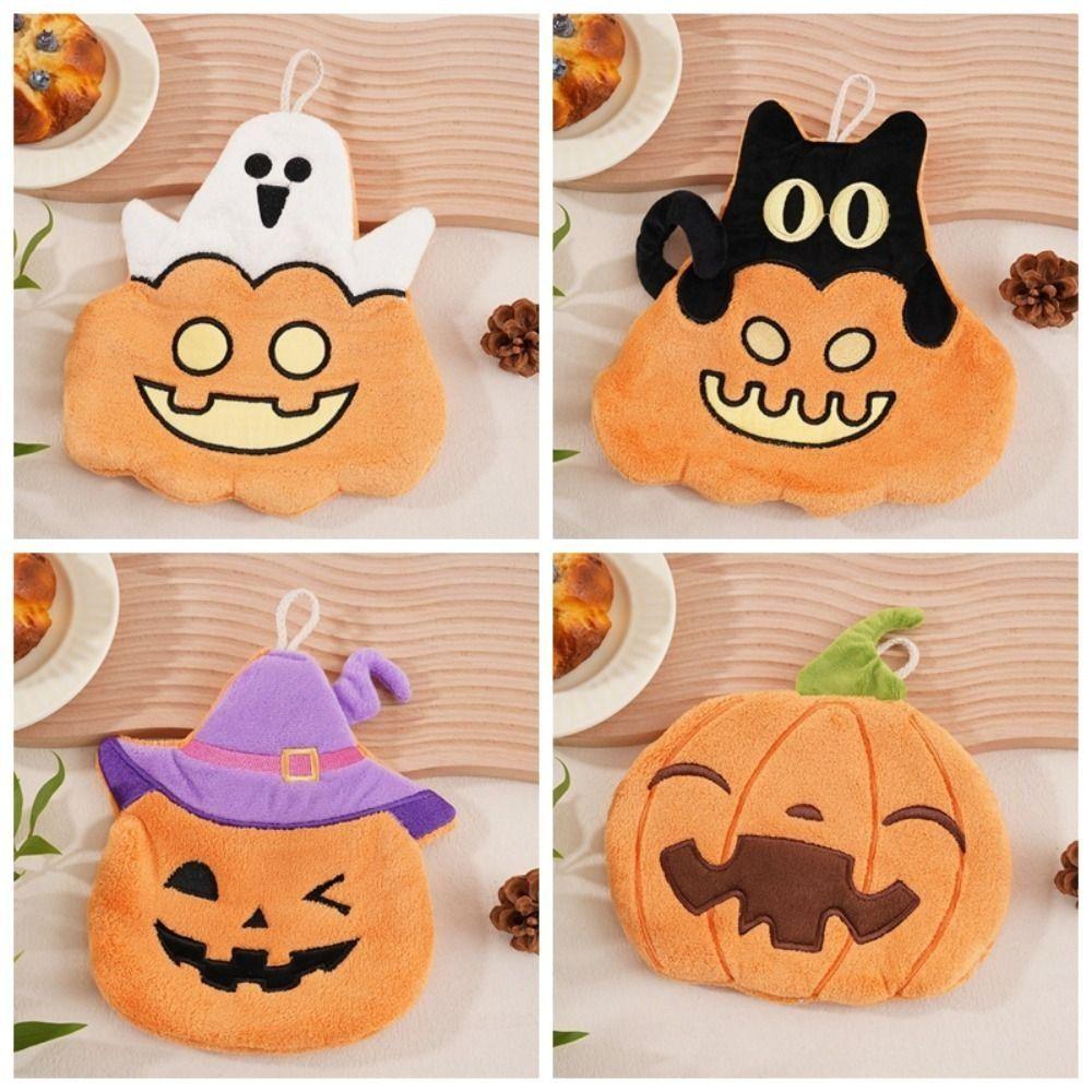 Ultra Absorbent Pumpkin Hand Towels Coral Fleece Ghost Pirate Towel Bathroom Decor
