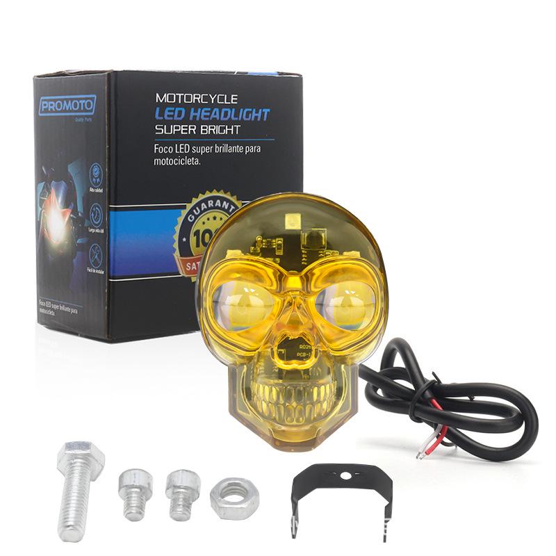 

Colorful Skull Head Dual Color Motorcycle Spotlight - White/Yellow & RGB Light White & Yellow Flash + Seven-color Light