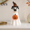 Accenti Decorativi per Halloween, Statuetta Cane Fantasma, Statua in Resina Zucca con Cappello da Mago, Carino Decorazione da Tavolo, Bomboniere per Ingresso, Bar, Finestra, Festa, Adorabile