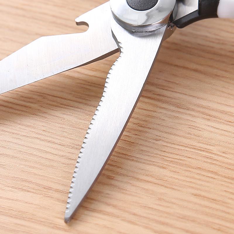 Stainless Steel Heavy Sharp Multifunction Kitchen Shears with Walnut Clip for Effort Saving