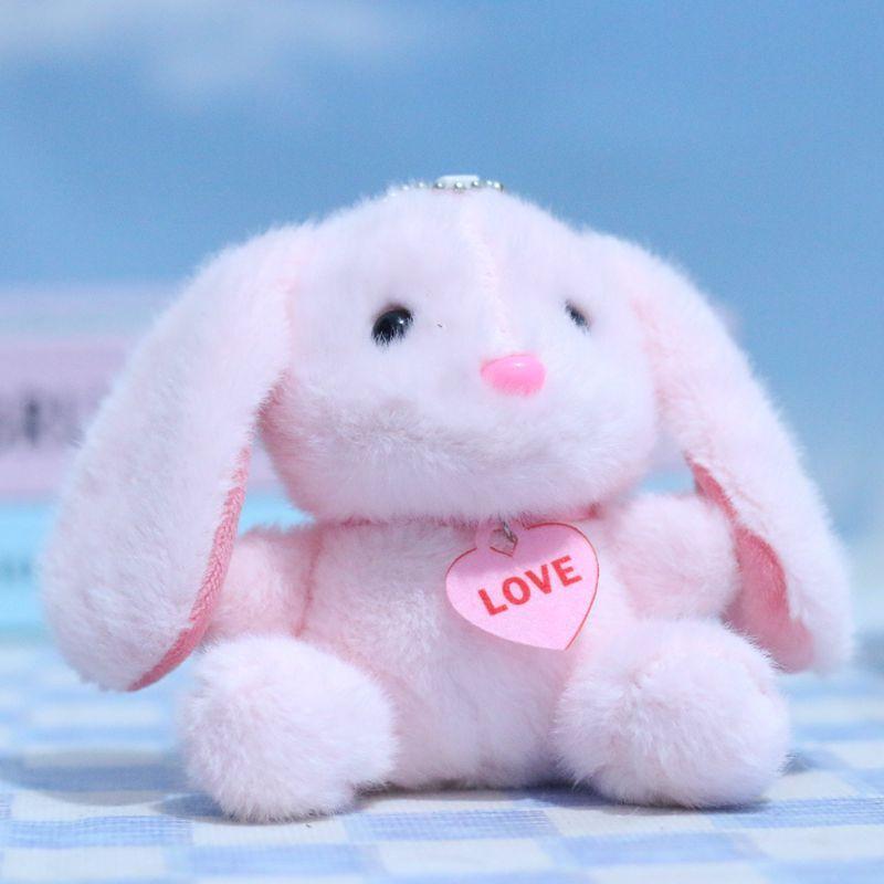 Plush Charming Pink Bunny Keychain Fluffy Heart Decor Soft Toy For Kids Adults And