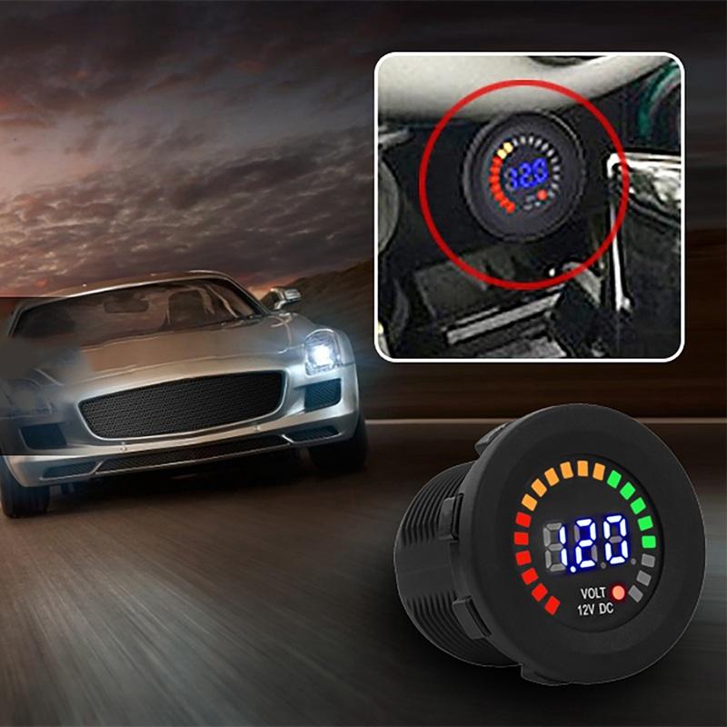 12 V Motorcycle Car LED Digital Display Voltmeter Waterproof Voltage Volt Meter Gauge Black New