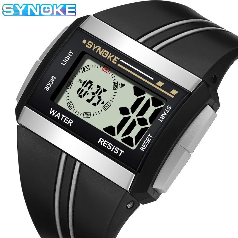 Top Brand New Electronic Watch Square Dial Explosive Watch Multifunctional Waterproof Luminous Men's Large Screen Wristwatch