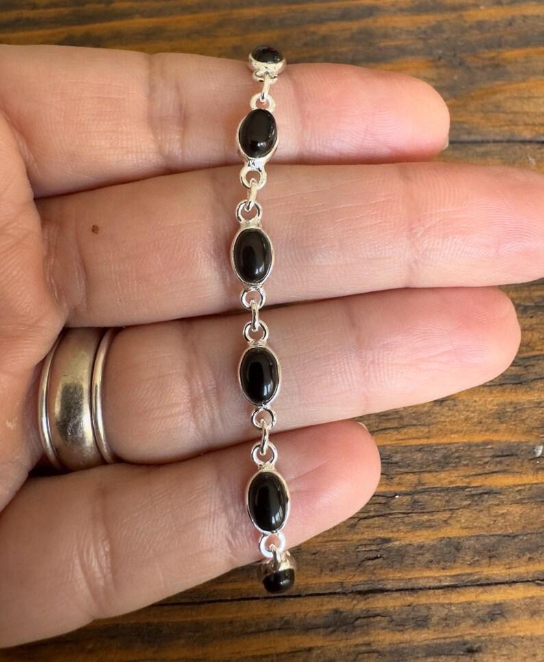 Solid 925 Sterling Silver Black Onyx Gemstone Handmade Boho Designer Bracelet Gift For Her Dainty Bracelet