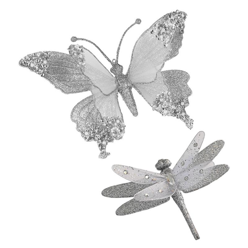 Lightweight Plastic Butterfly And Dragonflies Christmas Decorations For Indoor Outdoor Holiday Homes Party Accessories
