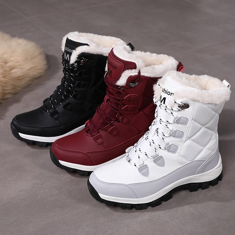 Winter Women Snow Boot High-top Waterproof Ankle Boots Ladies Thick Plus Warm Snow Hiking Boots Outdoor Cotton Shoes Sneakers