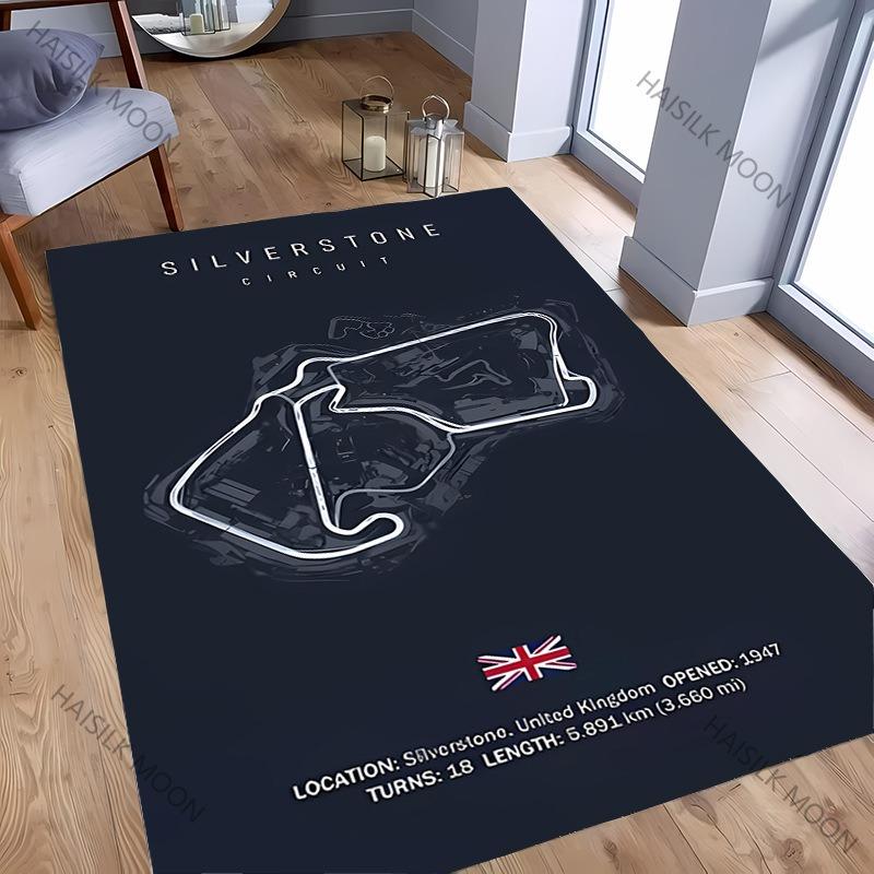 Tappeto Tappetino Tappeto Design Circuito di Gara - Modello Pista Silverstone/Laguna Seca Decorazione Casa Tappetino Antiscivolo Zerbino