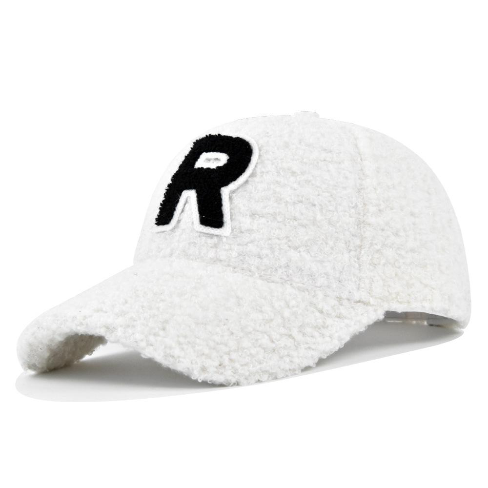 

Hat Tongue Duck R Letter Embroidered Baseball Hat Sunshade Curved Hat Eaves білий